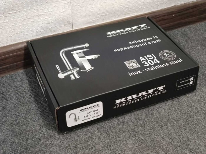 Змішувач для умивальника / кухні Kraft KRF3006 з нержавіючої сталі — изображение 5